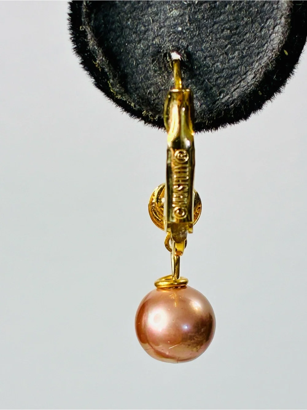 Kirks Folly Gold-tone Pink Pearl Drop Earrings with Crystal